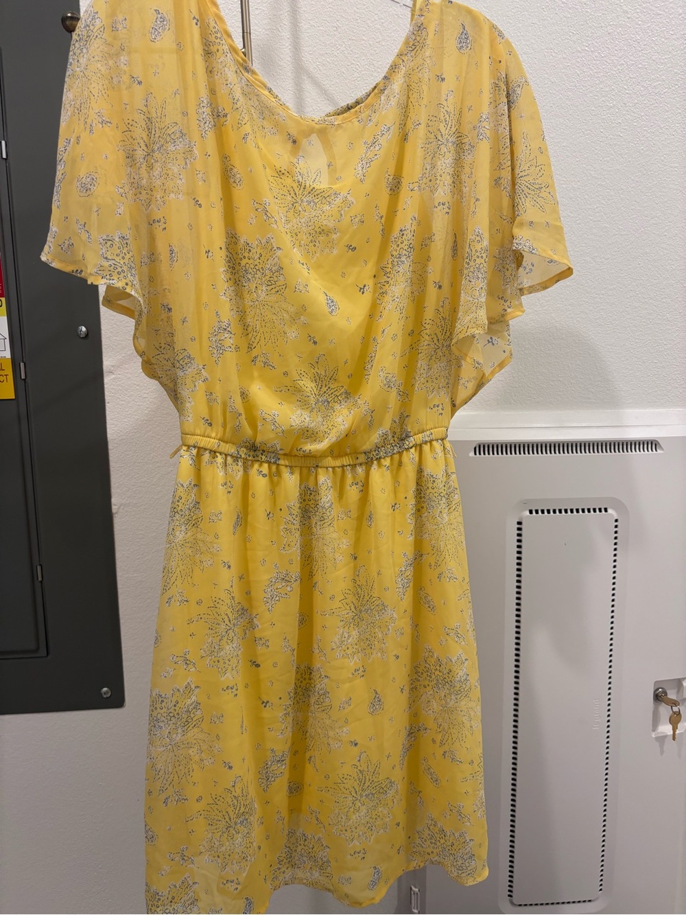 Yellow Floral Flutter Sleeve Dress - Lightweight Summer Style with liner